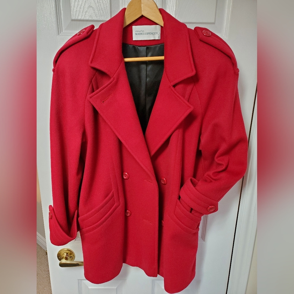 Marks & Spencer Bold Red Pea Coat LIKE NEW - Picture 10 of 13